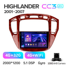 Android head unit Teyes CC3 4+32 Gb Toyota Highlander 1 XU20 2001-2007 9" 2k (L1)