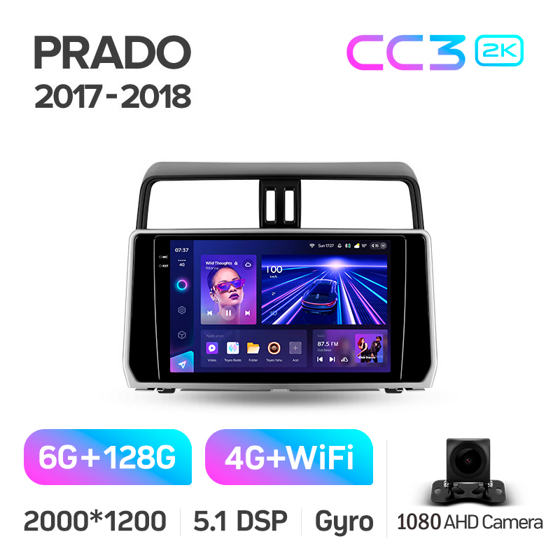Android head unit Teyes CC3 6+128 Gb Toyota Land Cruiser Prado 150 2018-2020 10" 2k