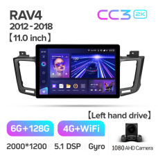 Android head unit Teyes CC3 6+128 Gb Toyota RAV4 4 XA40 5 XA50 2012-2018 11" 2k