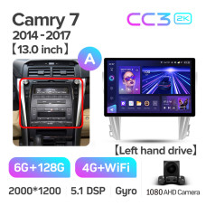 Android head unit Teyes CC3 6+128 Gb Toyota Camry 7 XV 50 55 2014-2017 (A) 13" 2k
