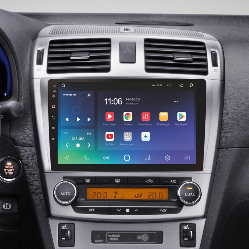 Android head unit SIGMA X9432 ANDROID 10 4+32 Gb 4G DSP Toyota Avensis 3 2008-2015 (F1) 9"
