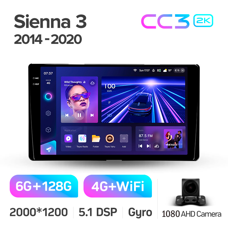 Android head unit Teyes CC3 6+128 Gb Toyota Sienna 3 XL30 2014 - 2020 9" 2k