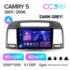 Android head unit Teyes CC3 6+128 Gb with 360° surround view° Toyota Camry 5 XV 30 2001-2006-A 9" 2k