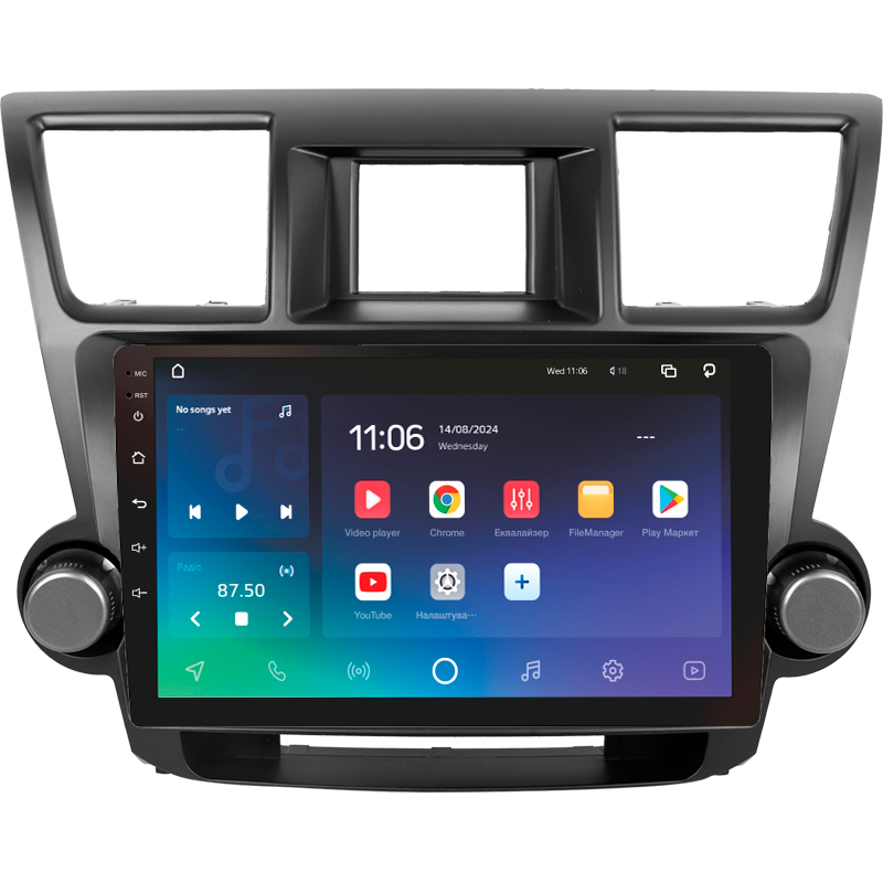 Android head unit SIGMA X10432 ANDROID 10 4+32 Gb 4G DSP Toyota Highlander 2 XU40 2007-2013 (F1) 10"