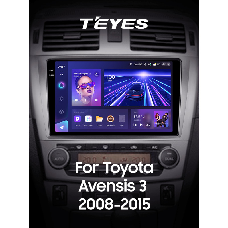 Android head unit Teyes CC3 6+128 Gb with 360° surround view° Toyota Avensis 3 2008-2015 (F1) 9" 2k