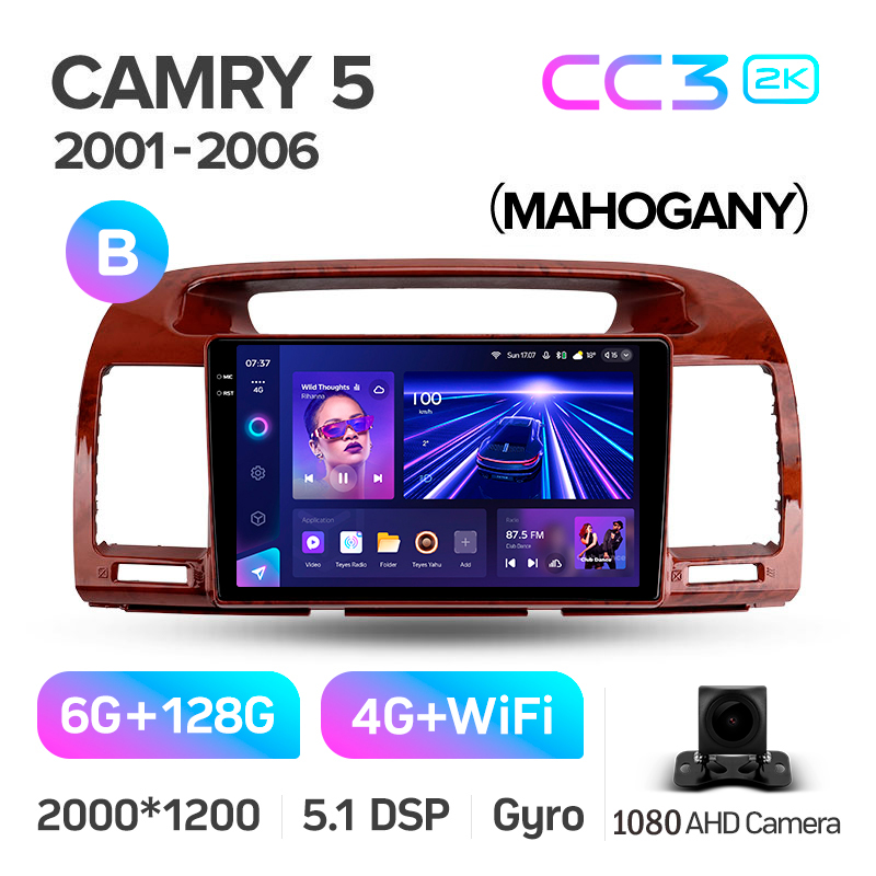 Android head unit Teyes CC3 6+128 Gb Toyota Camry 5 XV 30 2001-2006-B 9" 2k