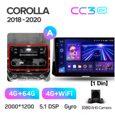 Android head unit Teyes CC3 4+64 Gb Toyota Corolla 12 (1 Din) 2018-2020 (A) 10" 1din 2k