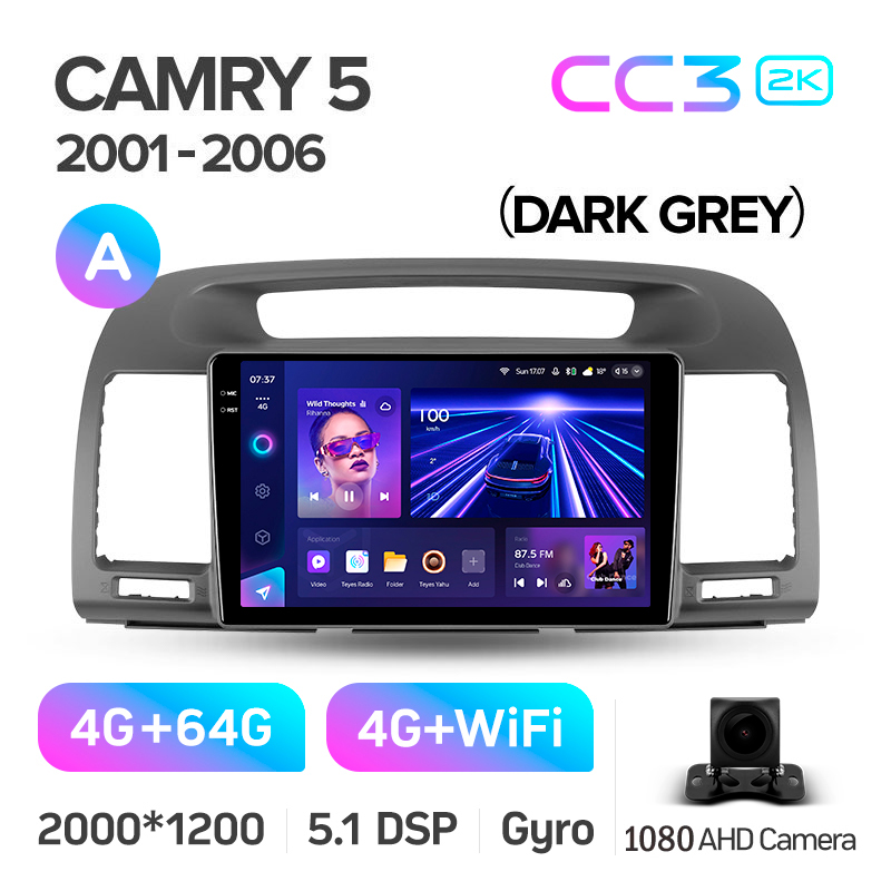 Android head unit Teyes CC3 4+64 Gb Toyota Camry 5 XV 30 2001-2006-A 9" 2k