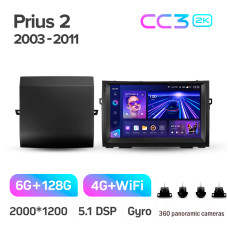 Android head unit Teyes CC3 6+128 Gb with 360° surround view° Toyota Prius XW20 II 2 2003-2011 (F1) 9" 2k
