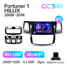 Android head unit Teyes CC3 6+128 Gb Toyota Fortuner 1 AN50 AN60 HILUX Revo Vigo (F1) 2008-2014 9" 2k