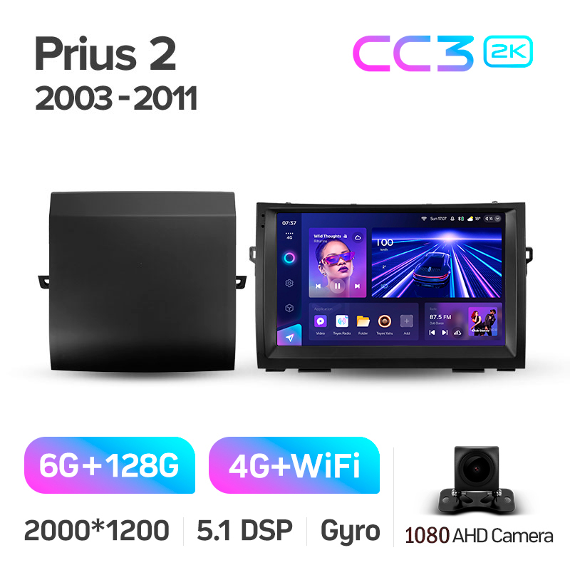 Android head unit Teyes CC3 6+128 Gb Toyota Prius XW20 II 2 2003-2011 (F1) 9" 2k