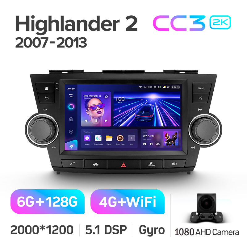 Android head unit Teyes CC3 6+128 Gb Toyota Highlander 2 XU40 2007-2013 (F3) 9" 2k (L2)