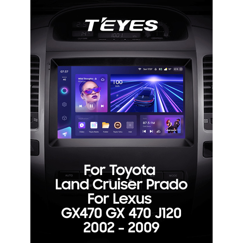 Android head unit Teyes CC3 4+32 Gb Toyota Land Cruiser Prado 120 For Lexus GX470 GX 470 J120 2004-2009 (F2) 9" 2k (L3)
