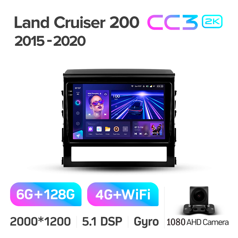 Android head unit Teyes CC3 6+128 Gb Toyota Land Cruiser 200 11 2015-2020 9" 2k