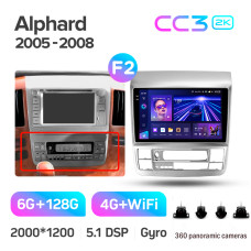 Android head unit Teyes CC3 6+128 Gb with 360° surround view° Toyota Alphard 1 H10 2005-2008 (F2) 9" 2k