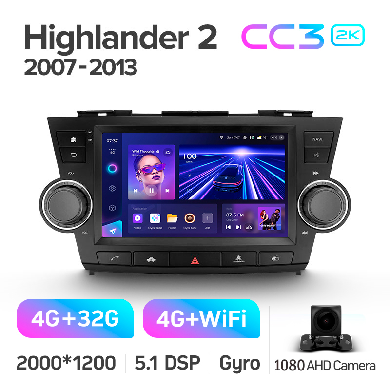 Android head unit Teyes CC3 4+32 Gb Toyota Highlander 2 XU40 2007-2013 (F3) 9" 2k (L2)