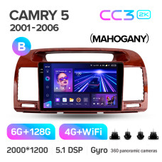 Android head unit Teyes CC3 6+128 Gb with 360° surround view° Toyota Camry 5 XV 30 2001-2006-B 9" 2k