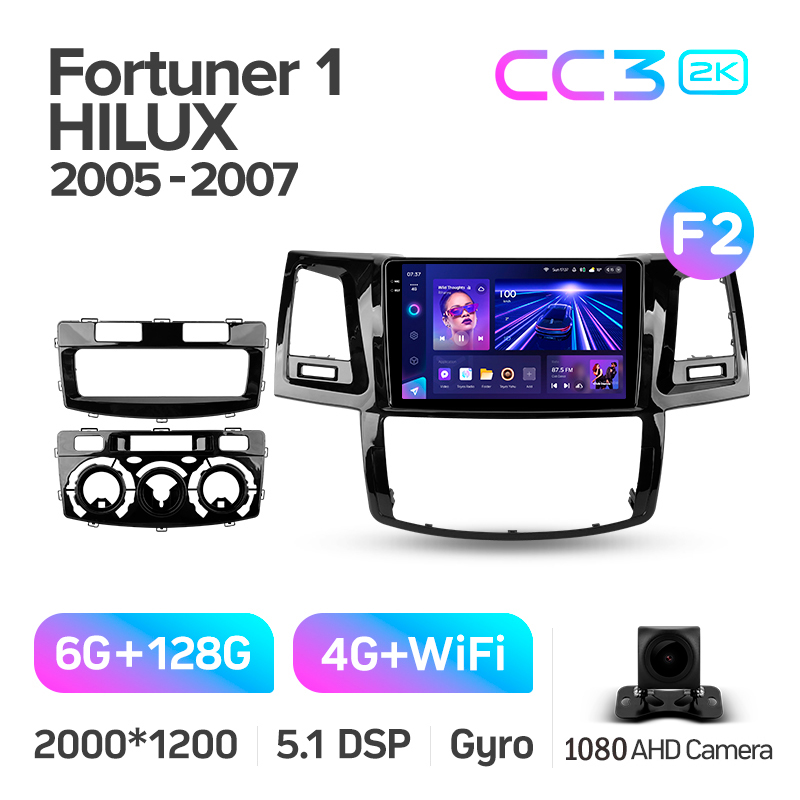 Android head unit Teyes CC3 6+128 Gb Toyota Fortuner 1 AN50 AN60 HILUX Revo Vigo (F2) 2005-2007 9" 2k