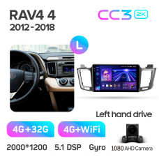 Android head unit Teyes CC3 4+32 Gb Toyota RAV4 4 XA40 5 XA50 2012-2018 10" 2k