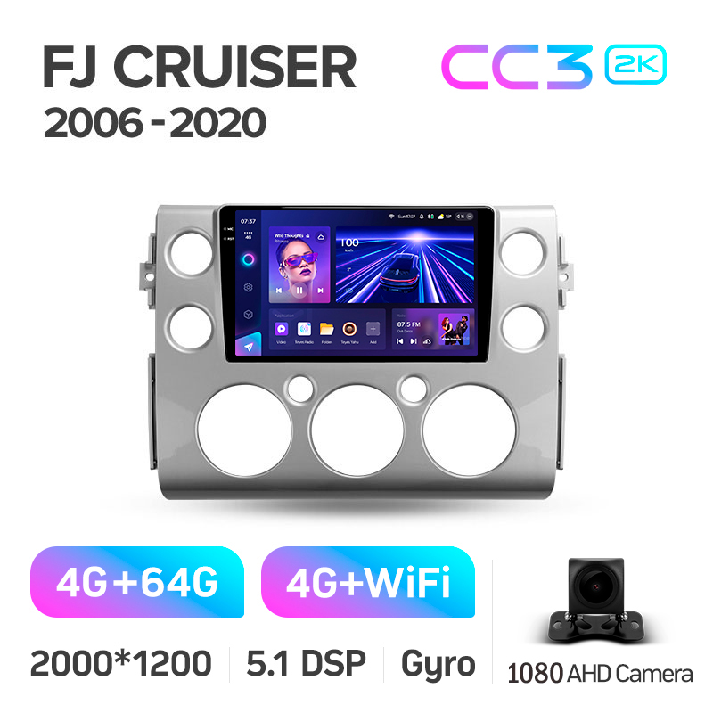 Android head unit Teyes CC3 4+64 Gb Toyota FJ Cruiser J15 2006-2020 (F1) 9" 2k