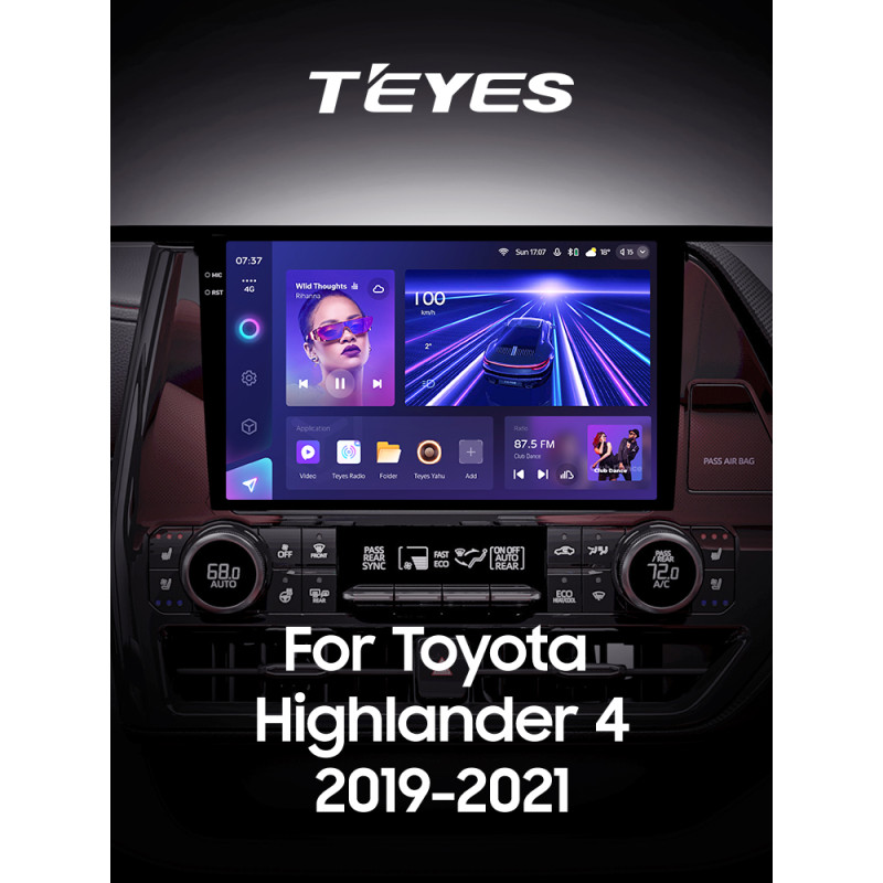Android head unit Teyes CC3 6+128 Gb with 360° surround view° Toyota Highlander 4 XU70 2019-2021 9" 2k (L1)