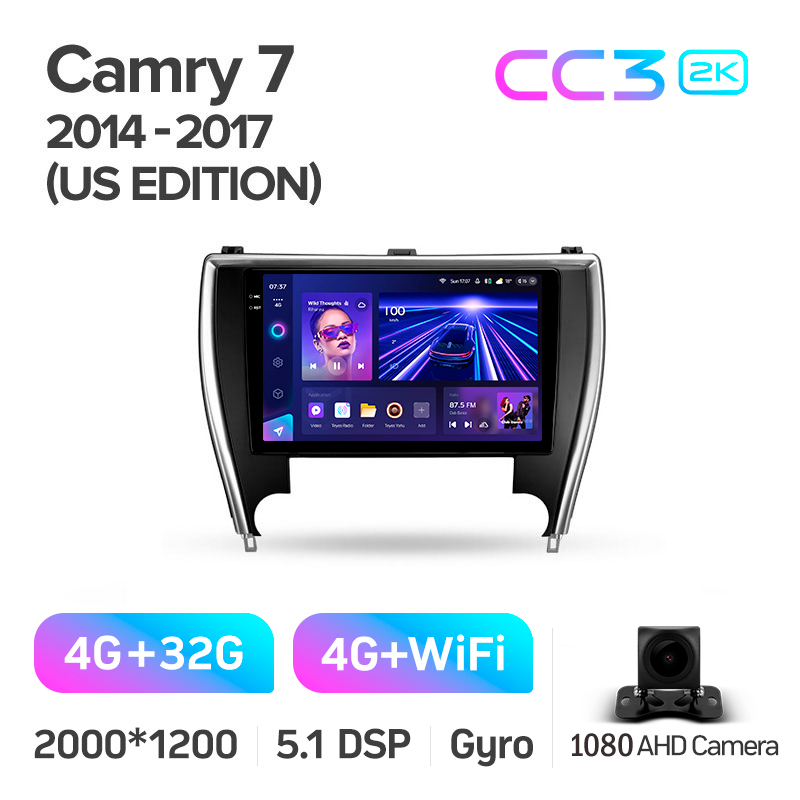 Android head unit Teyes CC3 4+32 Gb Toyota Camry 7 XV 50 55 North America 2014-2017 (B) 10" 2k