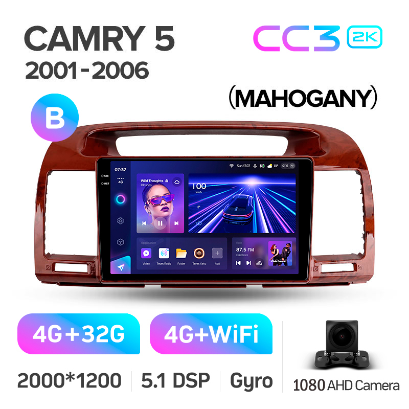 Android head unit Teyes CC3 4+32 Gb Toyota Camry 5 XV 30 2001-2006-B 9" 2k