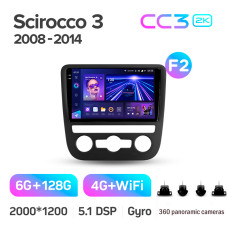Android head unit Teyes CC3 6+128 Gb with 360° surround view° Volkswagen Scirocco 3 III Mk3 2008-2014 (F2) 9" 2k