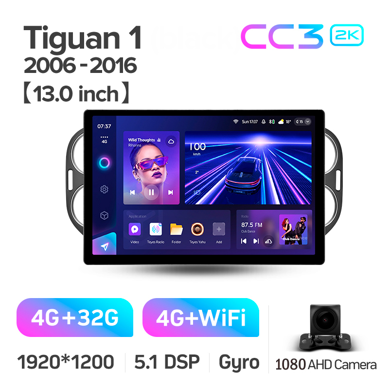 Android head unit Teyes CC3 4+32 Gb Volkswagen Tiguan 1 NF 2006-2017 (F1) 13" 2k
