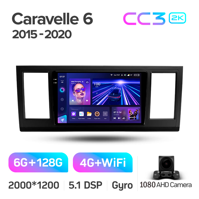 Android head unit Teyes CC3 6+128 Gb Volkswagen Caravelle 6 T6.1 T6 2015 - 2020 9" 2k (L1)