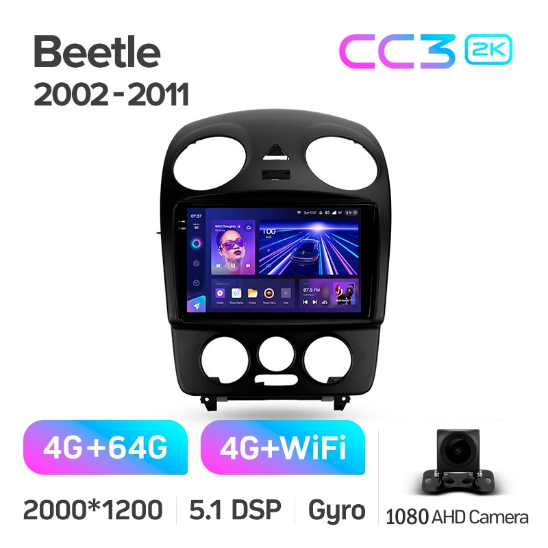 Android head unit Teyes CC3 4+64 Gb Volkswagen Beetle A4 2002 - 2011 9" 2k