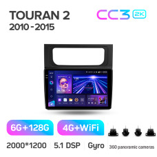 Android head unit Teyes CC3 6+128 Gb with 360° surround view° Volkswagen Touran 2 1T 2010-2015 10" 2k
