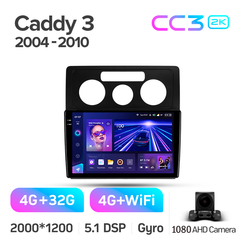 Android head unit Teyes CC3 4+32 Gb Volkswagen Caddy 2K 3 III 2004 - 2010 10" 2k