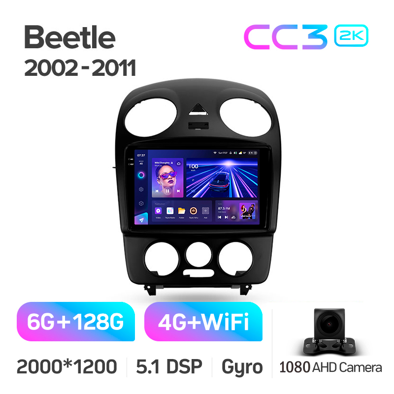Android head unit Teyes CC3 6+128 Gb Volkswagen Beetle A4 2002 - 2011 9" 2k