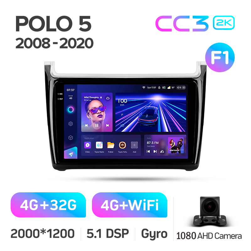 Android head unit Teyes CC3 4+32 Gb Volkswagen POLO 5 (F1) 2008-2020 9" 2k