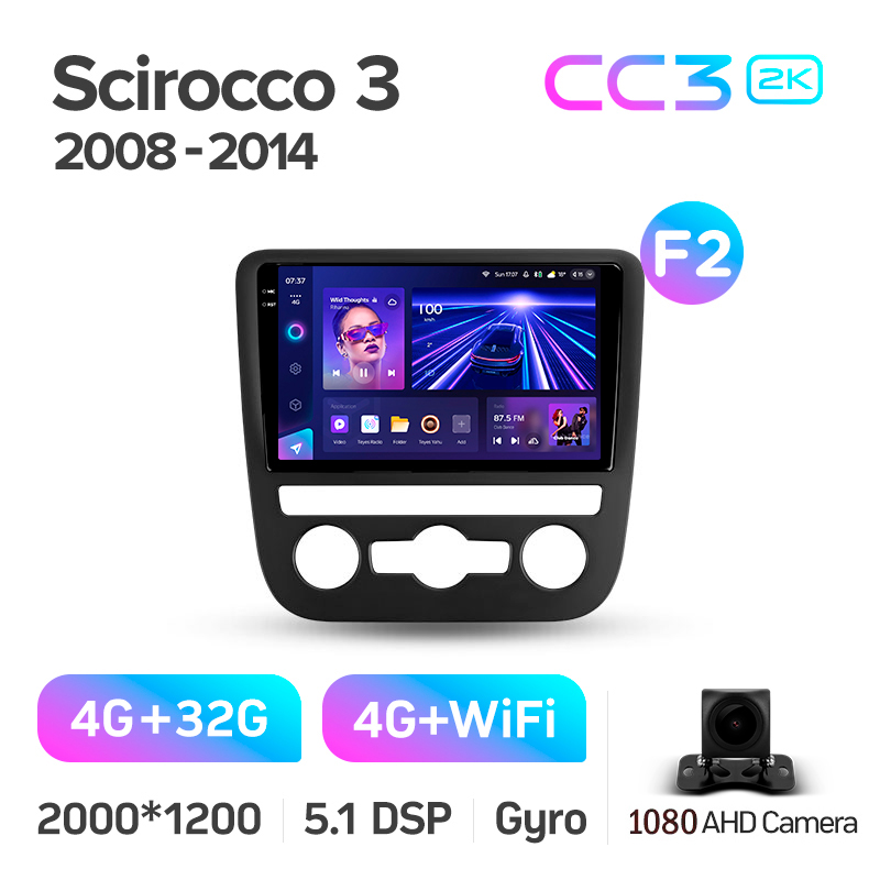 Android head unit Teyes CC3 4+32 Gb Volkswagen Scirocco 3 III Mk3 2008-2014 (F2) 9" 2k