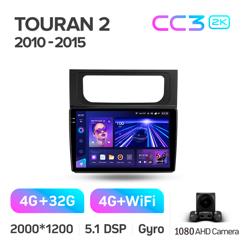 Android head unit Teyes CC3 4+32 Gb Volkswagen Touran 2 1T 2010-2015 10" 2k