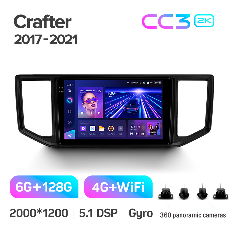 Android head unit Teyes CC3 6+128 Gb with 360° surround view° Volkswagen Crafter 2017-2021 10" 2k (L1)