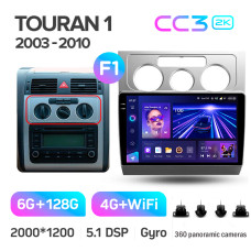 Android head unit Teyes CC3 6+128 Gb with 360° surround view° Volkswagen Touran 1 2003-2010 (F1) 10" 2k