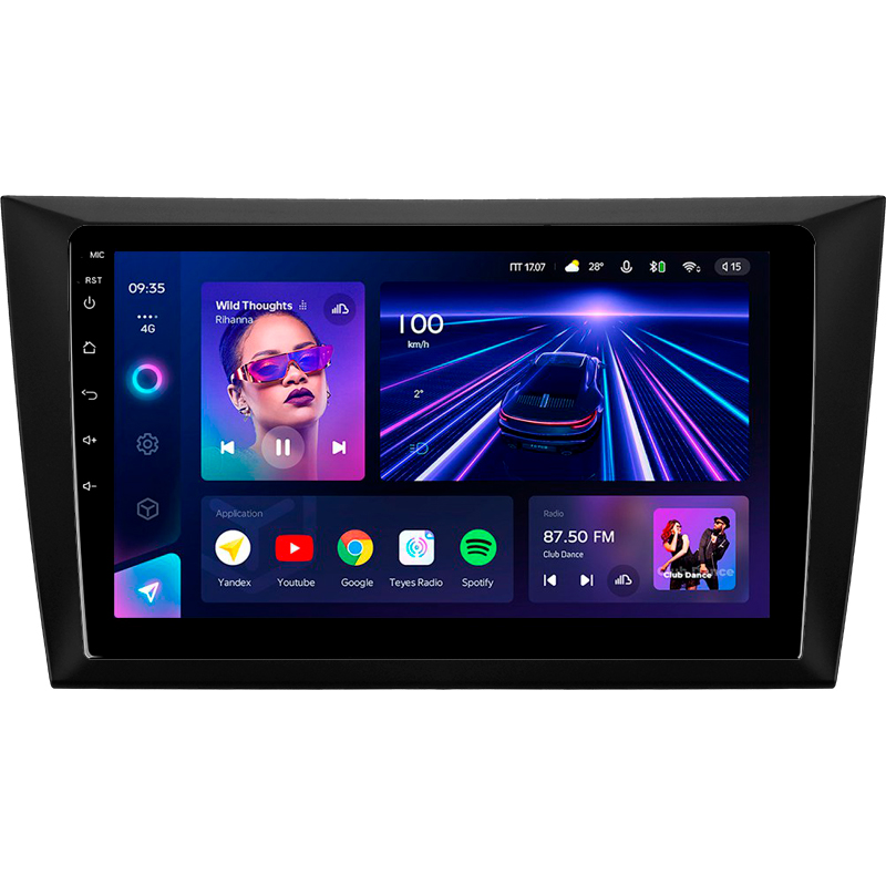 Fest eingebaute Magazinanlage Teyes CC3 4+32 GB für Volkswagen Golf 6 (2008–2016), 9-Zoll-Display.
