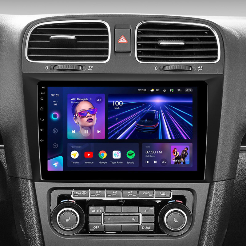 Fest eingebaute Magazinanlage Teyes CC3 4+32 GB für Volkswagen Golf 6 (2008–2016), 9-Zoll-Display.