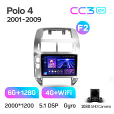 Android head unit Teyes CC3 6+128 Gb Volkswagen Polo Mk4 IV 4 (F2) 2001-2009 9" 2k