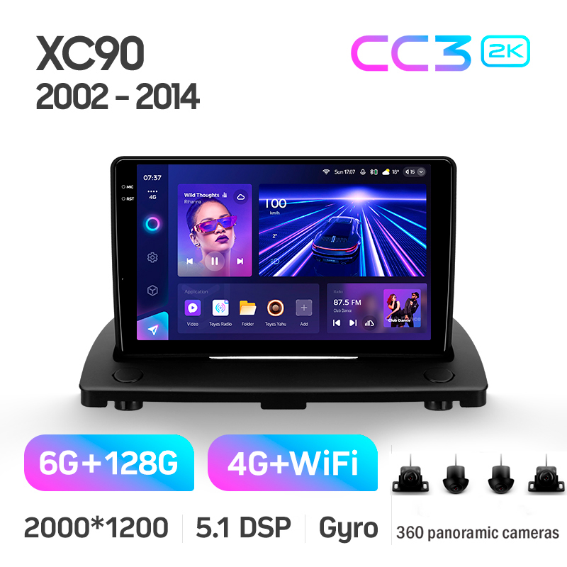 Android head unit Teyes CC3 6+128 Gb with 360° surround view° Volvo XC90 C (F1) 2002 - 2014 9" 2k (L1)