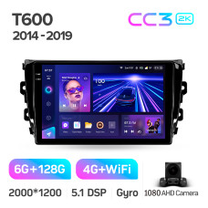 Android head unit Teyes CC3 6+128 Gb Zotye T600 2014-2019 10" 2k