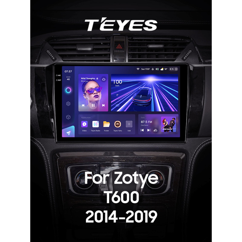 Android head unit Teyes CC3 6+128 Gb with 360° surround view° Zotye T600 2014-2019 10" 2k
