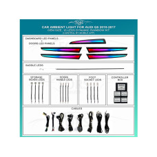 Ambient interior lighting FORS.auto for Audi Q5 2010-2017 (Dynamic Rainbow Kit)-18 LEDs