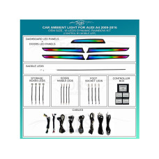 Ambient interior lighting FORS.auto for Audi A4 2009-2016 (Dynamic Rainbow Kit)-18 LEDs