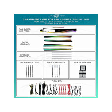 Ambient interior lighting FORS.auto for BMW 5 Series F18 2011-2017 (Dynamic Rainbow Kit)-23 LEDs