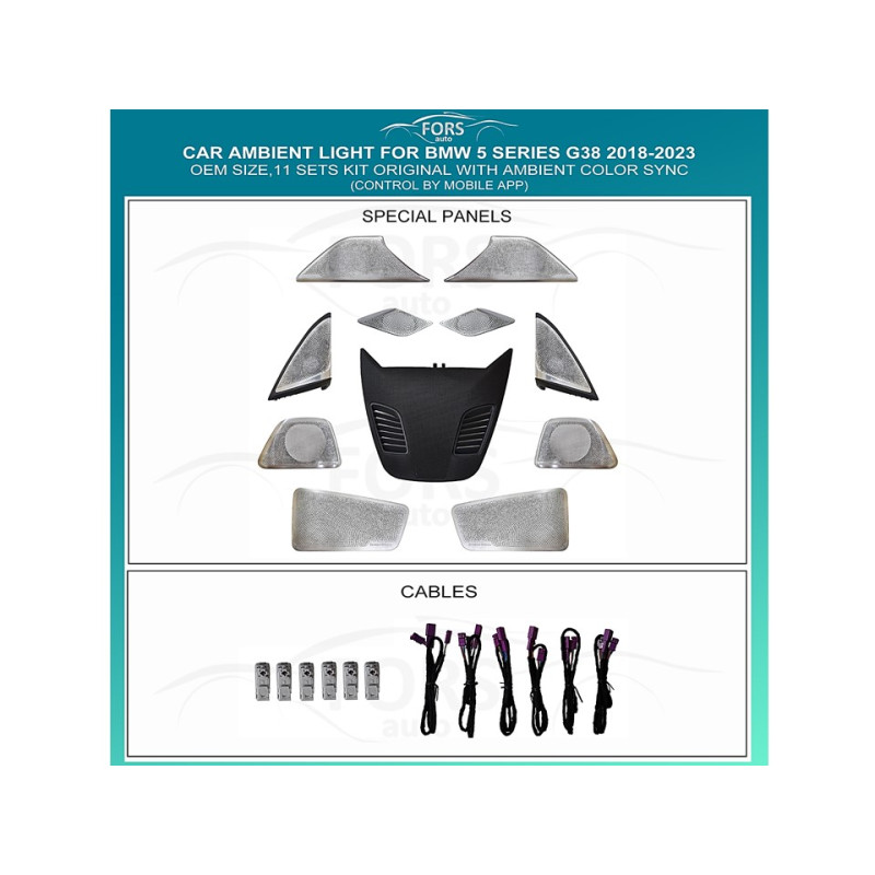 Ambient interior lighting FORS.auto for BMW 5 Series G38 2018-2023 (Original With Ambient Color Sync)-11 Sets