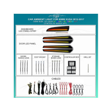 Ambient interior lighting FORS.auto for BMW X3/X4 2012-2017 (Dynamic Rainbow Kit)-22 LEDs
